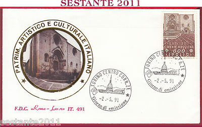 ITALY FDC ROME LUXOR 491 LANCIANO CH S. MARIA MAJOR 1991 CANCELLATION TURIN T955