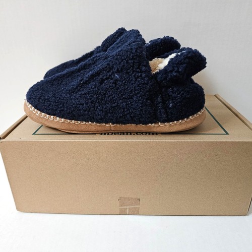 LL Bean Cozy Slipper Bootie Boys 5 6 Bright Navy Sherpa Fleece Wicked Good NEW