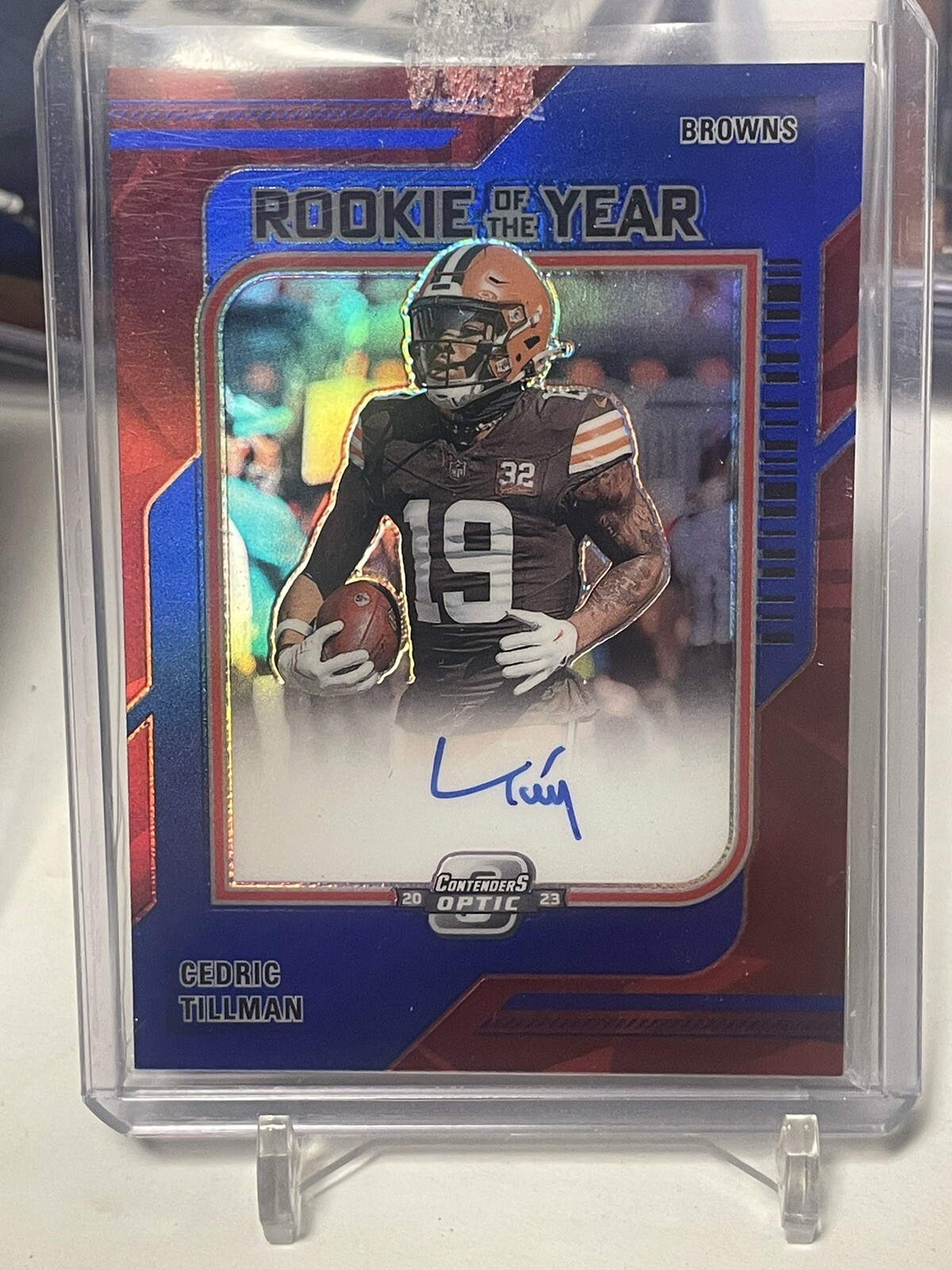 2023 Contenders Optic - CEDRIC TILLMAN Rookie Of The Year AUTO BLUE PRIZM 75