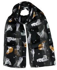 Cat / Kitten print scarf Women' Neck Warp Soft Silky Lightweight Themed Scarves