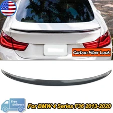 For 2013-2020 BMW 4-Series F36 Carbon Fiber Look Rear Trunk Spoiler Lip Highkick