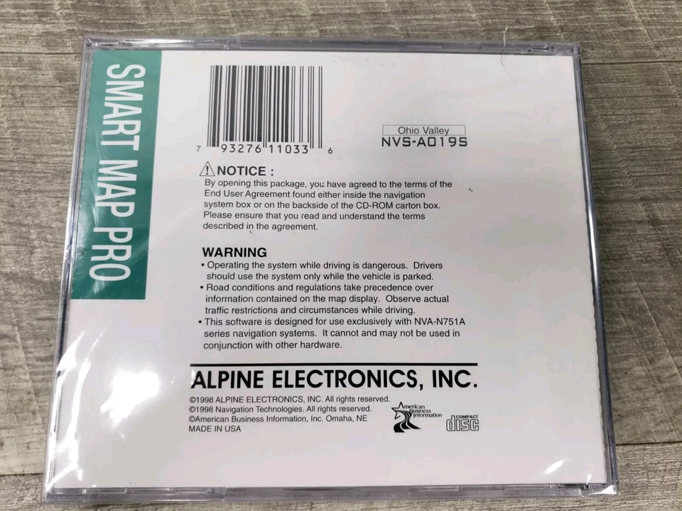 NEW/SEALED* Alpine NVS-A019S (Ohio Valley) CD-ROM Navigation Smart Map Pro Disc - Image 4 of 4