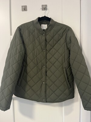 New Primark Green Quilted Bomber Jacket Size Small UK