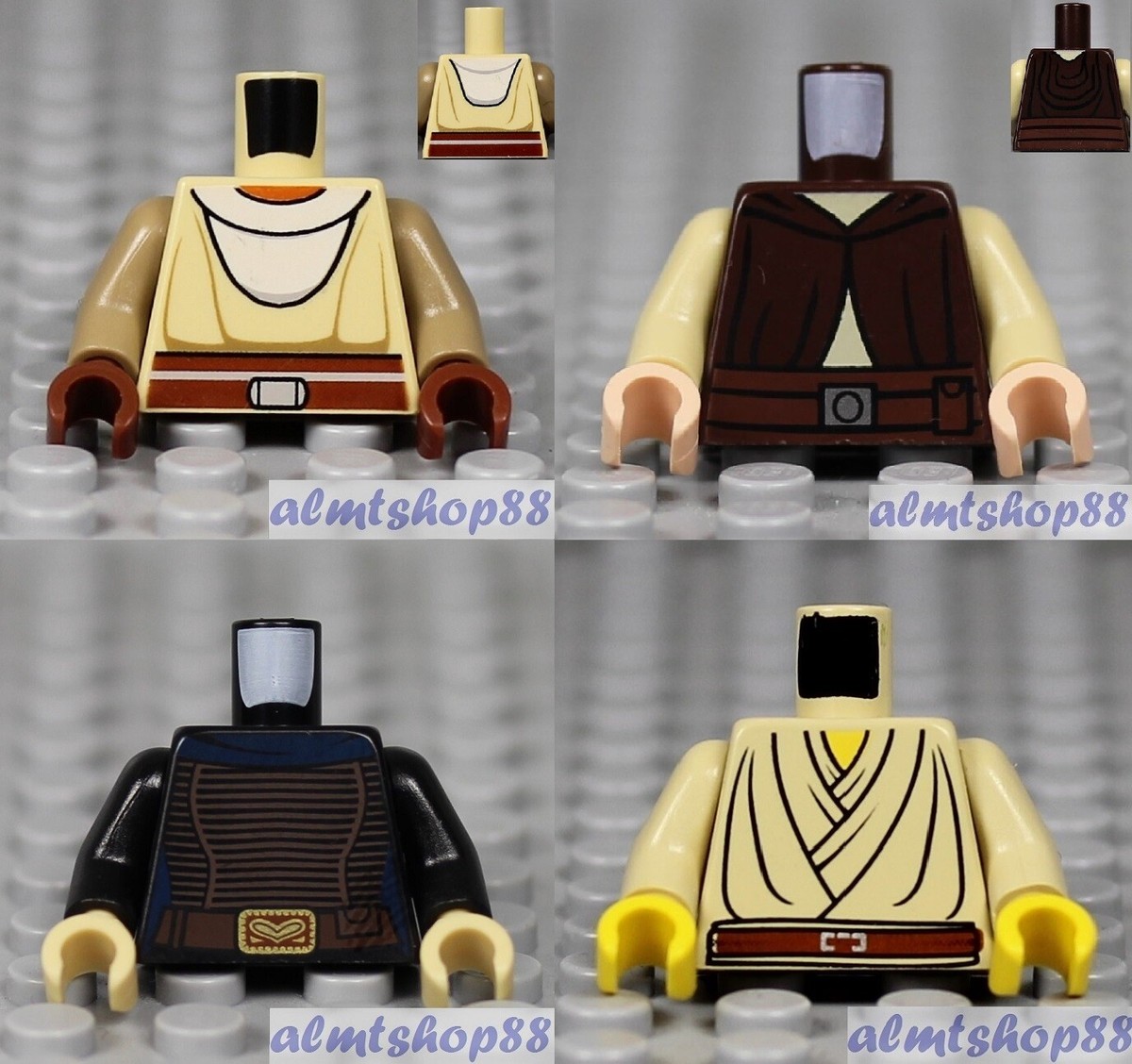 LEGO 4x Minifigure Torsos Jedi Robe Star Wars Layered Shirt