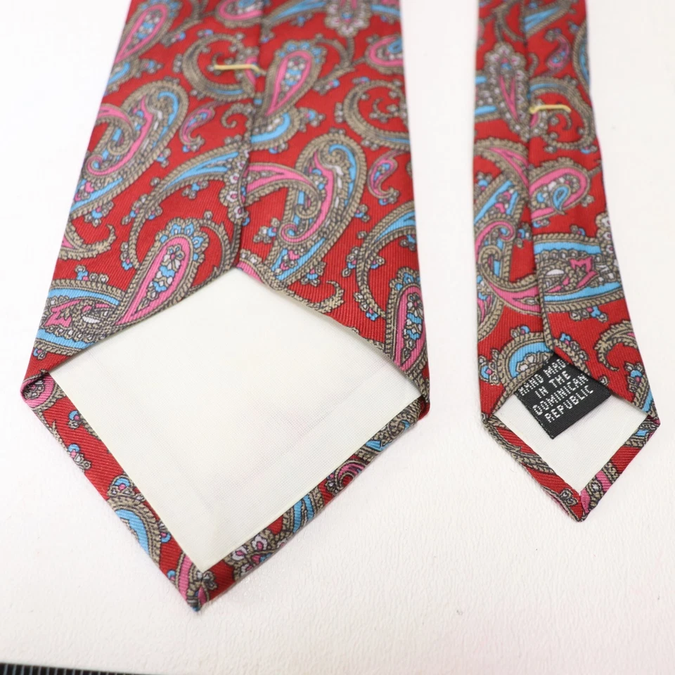 Corbata Buckingham vintage para hombre 58 en seda roja turquesa rosa cachemira floral ancha Foto 4 de 4