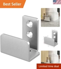 Compact Wall-Mounted Barn Door Guide in Stainless Steel - Fits Non-Grooved Doors