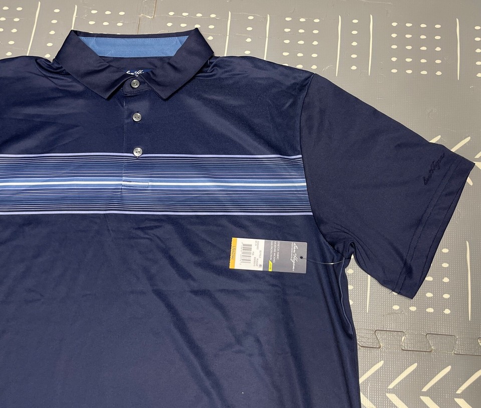 Ben Hogan Men’s Performance Multicolor Chest Print Polo Shirt, L Size