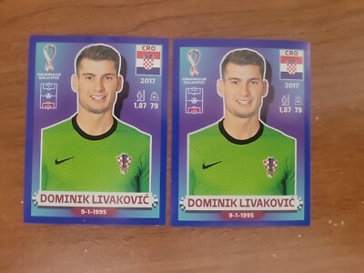 2 x 2022 FIFA World Cup Panini Sticker Blue Parallel DOMINIK LIVAKOVIC CRO3
