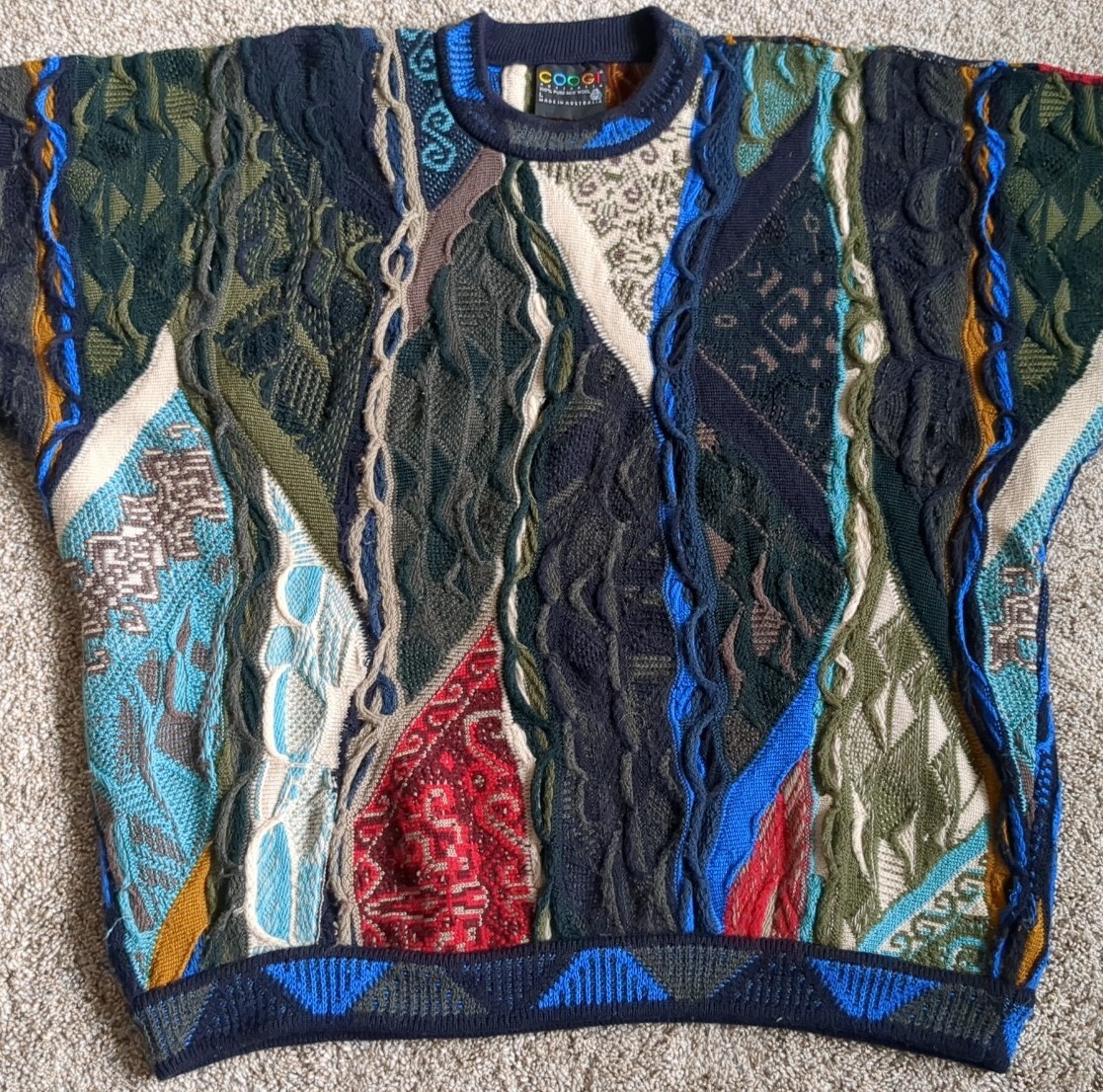 【USA古着】old-coogi 3d knit pure new wool Vintage Coogi Australia Cardigan Sweater Pure Wool 3D Knit
