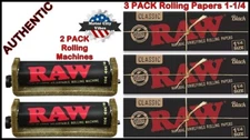 RAW Authentic 2 Way Adjustable Rolling Machine 79mm, 2 PACK, 3 PACK 1-1/4 Papers