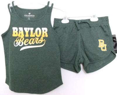 NEW Baylor Bears BU Colosseum Green Shimmer Tank Top Shorts Outfit Girls M 7-8