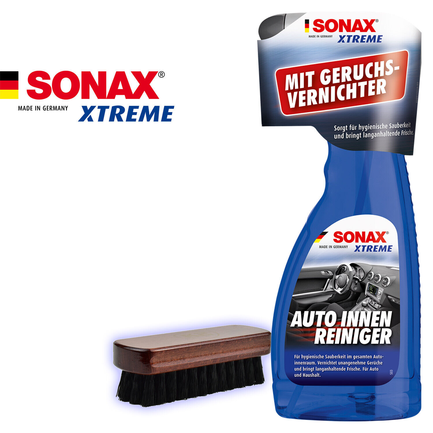 SONAX XTREME AutoInnenReiniger 500ml Textil- & Leder Bürste Autopflegeset