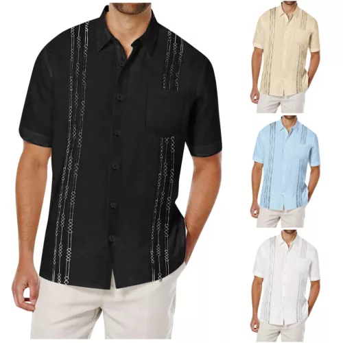 Men's Cuban Beach Wedding Casual Short Sleeve Guayabera Dress Shirt - Bild 2 von 23