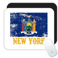 Gift Mousepad : New York Flag Distressed Souvenir State USA Christmas Coworker