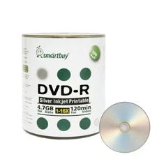 Smartbuy DVD-R 16X 4.7GB/120Min Silver Inkjet Hub Printable Blank Record Disc