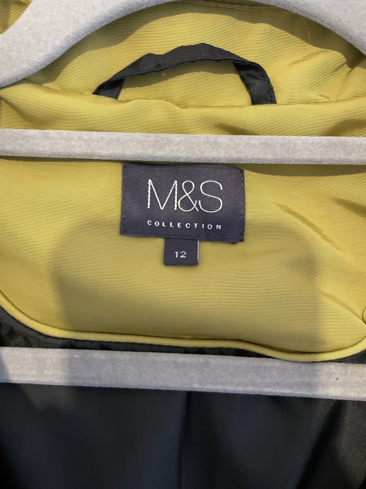 M And S Collections Green Yellow Mac Coat Uk12 Gem