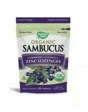 Nature's Way Organic Sambucus Lozenge, Elderberry and Zinc, 24 count - Exp 09/27