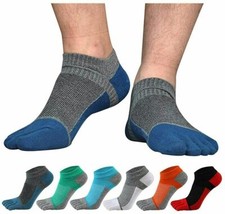 6Pack Five Finger Toe Low Cut Combed Cotton Men Sport Solid Athletic Ankle Socks