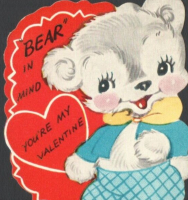 Vintage AMERI-CARD Valentine's Card Little Dressed Up Bear ''BEAR'' in MIND You're