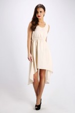 High Low Diphem cream beige Crepe Dress by Voulez Voua Size S