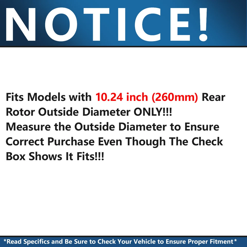Rotores de disco traseiros 10,24" (260mm) + pastilhas de freio de cerâmica para 2005 - 2010 VW Jetta - Imagem 3 de 4