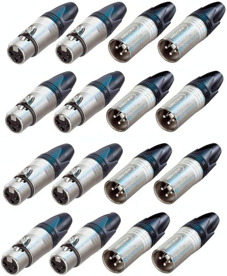 Lot of 16 (8 each) New Neutrik NC3FXX Female XLR & NC3MXX Male XLR Connectors