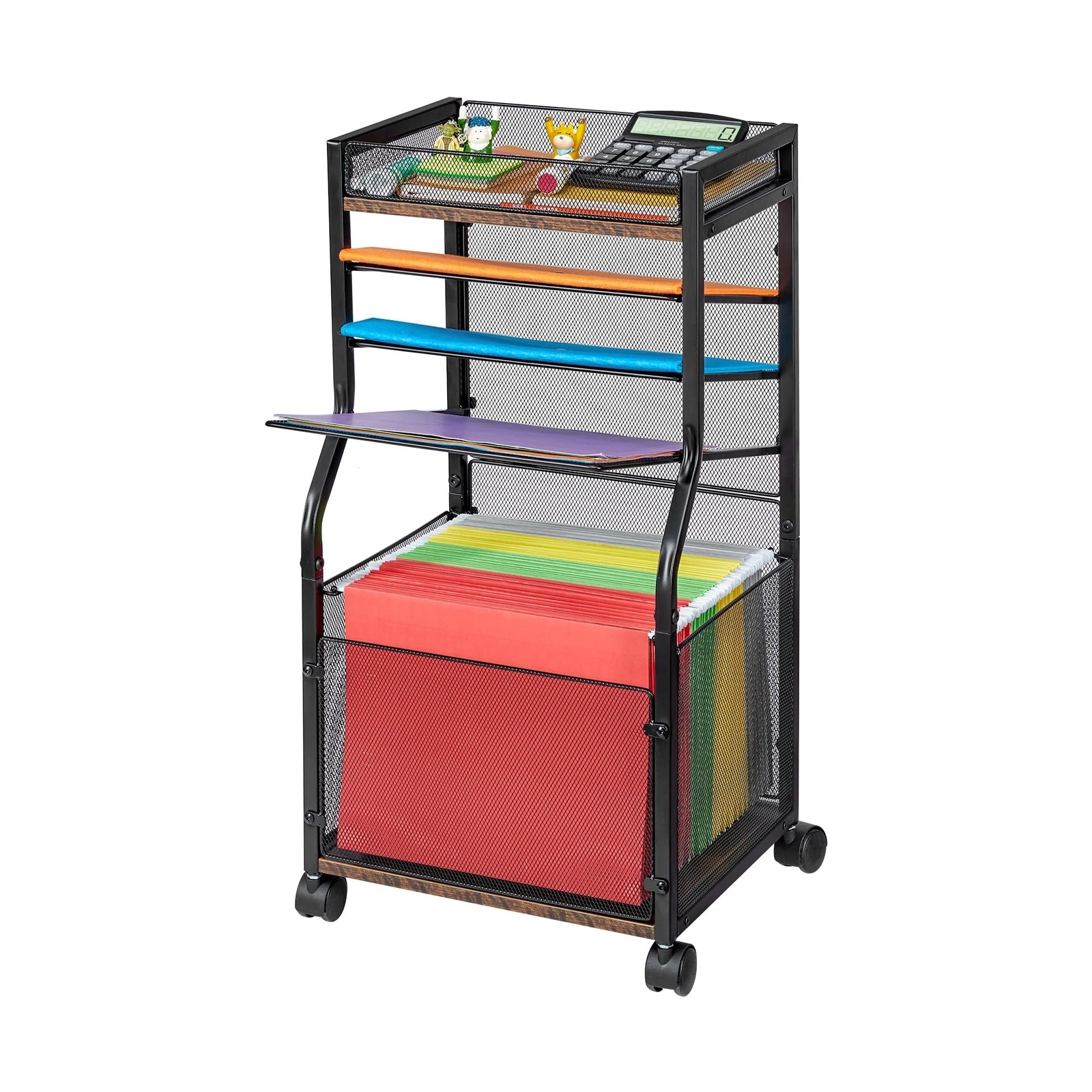 5-Tier Mobile File Cart with Hanging Folders - Rolling Desk Organizer Storage  -image