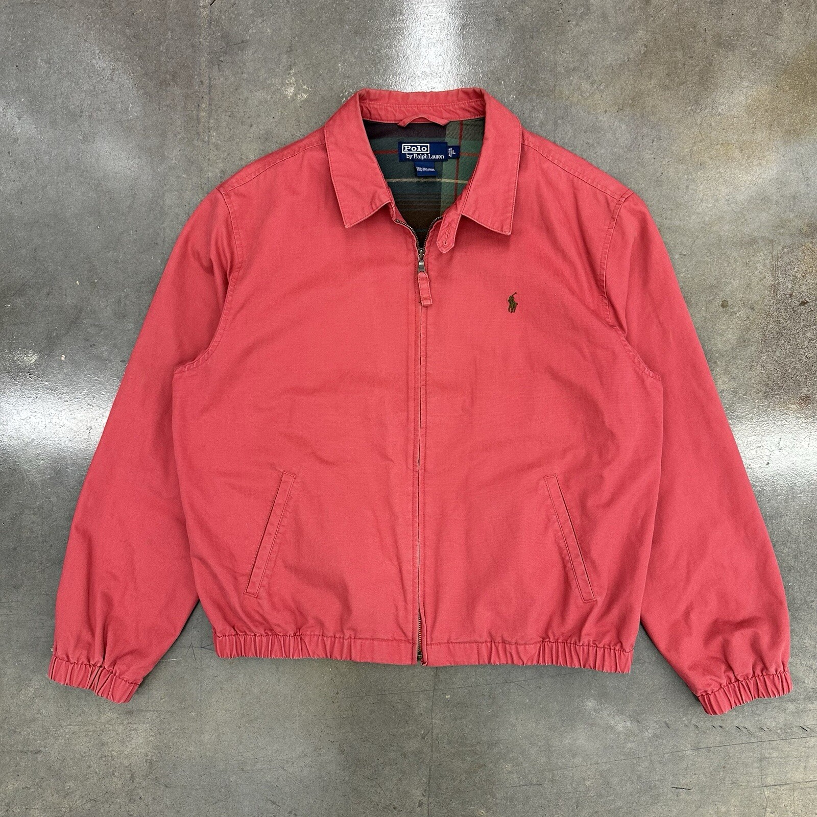 PONY Polo Ralph Lauren giacca uomo Harrington plaid foderato mentoniera cappotto zip vintage L