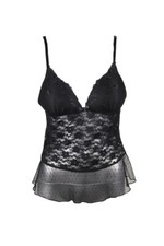 Linea Donatella Black Mixed-Lace Chemise M