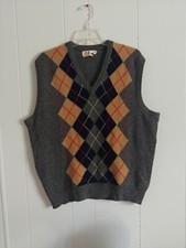 Pringle 44/XL 100 Lambswool Argyle Sweater Vest Scotland
