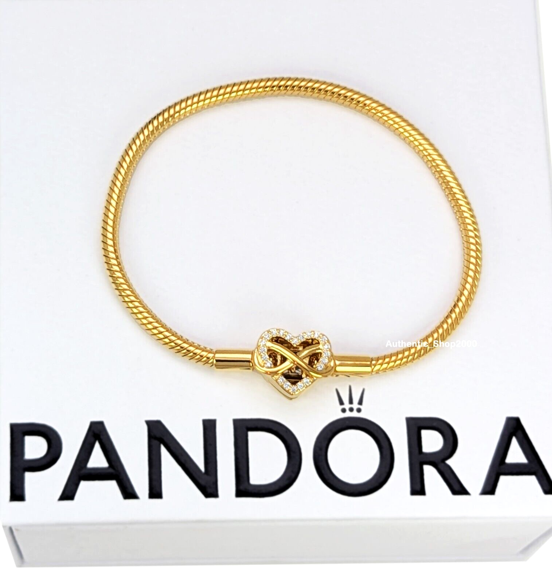 New 100% PANDORA 14k G Sparkling Infinity Heart Clasp Charm