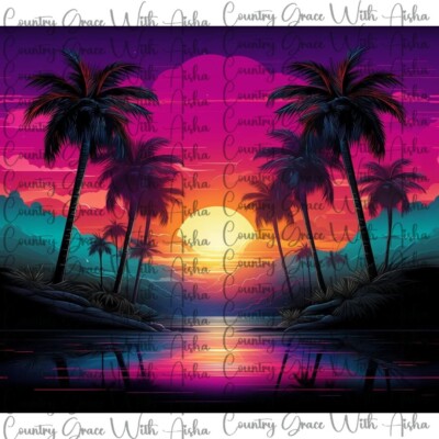 20oz Skinny Tumbler Sublimation Transfer Beach Sunset Ready To Press