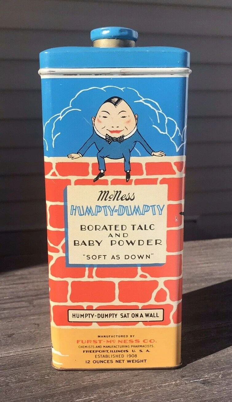 Vintage Humpty Dumpty Borated Talc and Baby Powder Tin Furst-McNess Co EXCELLENT
Opens in a new wind