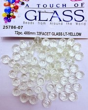 Faceted Glass Rondelle Beads 6mm Qty:72 Light Yellow