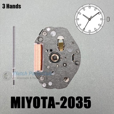 Genuine Miyota 2035 Japan Quartz Movement, 3 Hands-NEW-Accessory Replacement