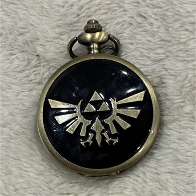 Zelda Triforce Full Hunter Quartz Pocket Watch Analog Arabic Numerals White Dial