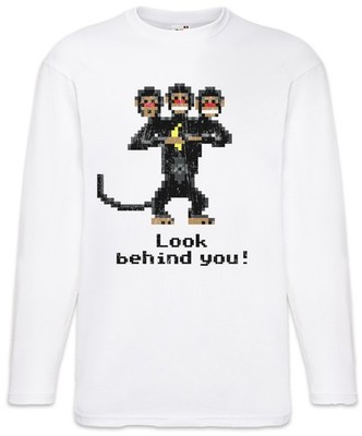 Look Behind You Langarm T-Shirt Monkey The Game Secret Of Affe Nerd Island Three