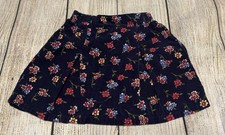 Vintage McKids Corduroy Navy Blue Floral Skirt Girls Sz 4T EXCELLENT GTbD5