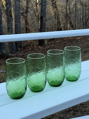 Set Of 4 Vintage 7” Anchor Hocking Sherwood Spearmint Green Tumblers 32oz