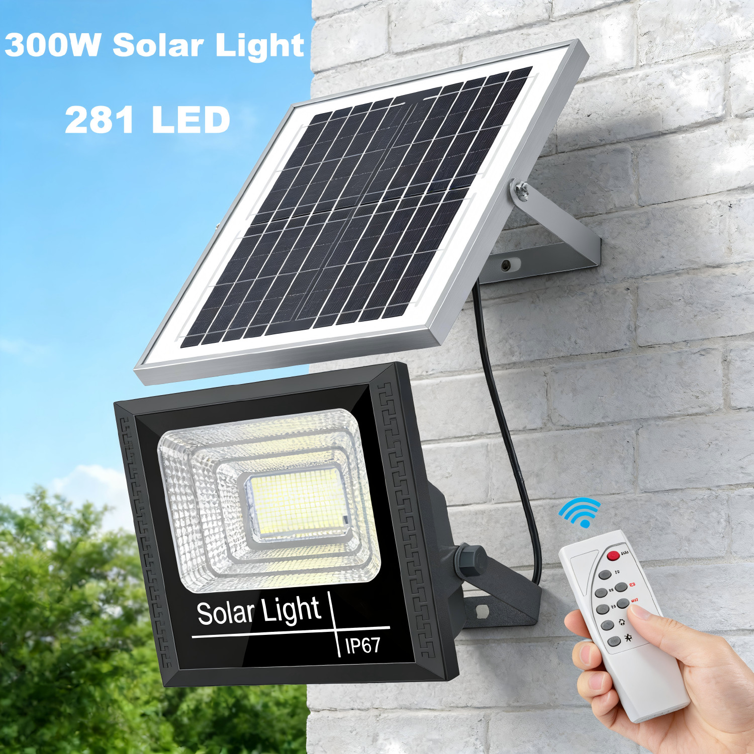 300W 281LED Solar Flood Lights Outdoor Street Light Dusk to Dawn Flood Wall Lamp