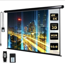 110" Motorized Projector Screen Electric Diagonal Automatic Projection HD Movies