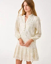 NWT Lilly Pulitzer Evaline Silk Dress Coconut Floral Bloom Silk Cl , Full Size .