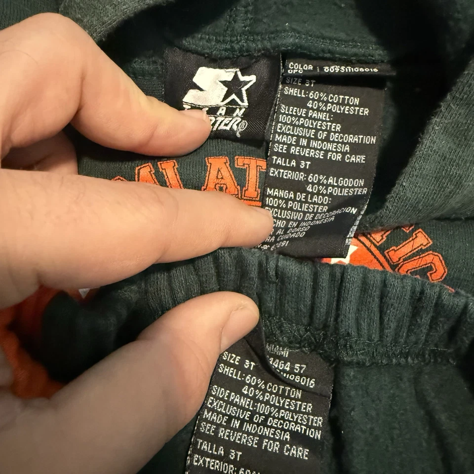 Sudadera con capucha y pantalones deportivos vintage Miami Hurricanes Starter talla 3T niños pequeños Foto 4 de 4