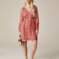 J. Crew Women's Cabana mini dress in block-print ramie Coral Multi Medium