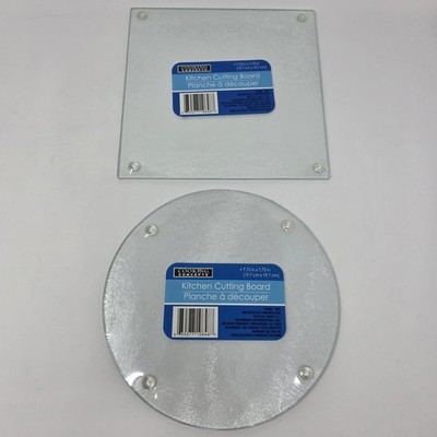 Cooking Concepts Hot Plate Trivet Cutting/Serving Board Tempered Glass Set of 2