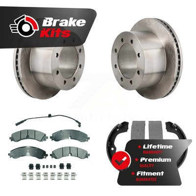 Rear Disc Rotors Semi-Metallic Pads Parking Shoes Kit For With Dual Wheels