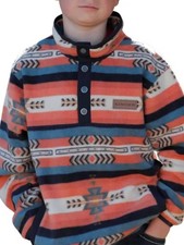 Cinch Boys Polar Fleece Pullover Sweater 2XL 16-18 Red Snap Western Cowboy New