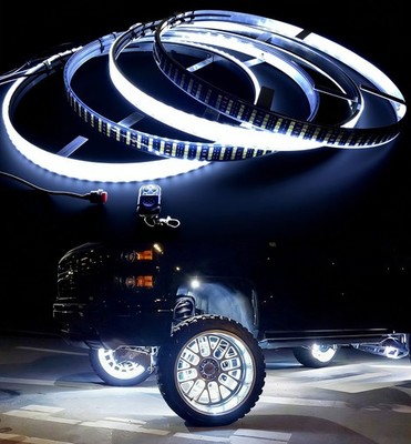 4PCS 15.5'' 4-Row Pure White LED Wheel Rim Lights for Car Truck Easy Installation