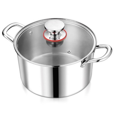 6 Quart Tri-Ply Stainless Steel Stock Pot, 6 Qt Stockpot Pasta Cooking Pot wi...