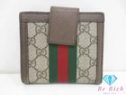 Portefeuille Gucci Ophidia à rabat français 523173 ébène Sherry Web Gg Supreme d'occasion Bs3994